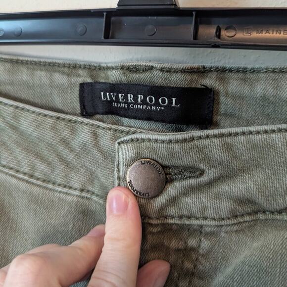 Liverpool Jeans Company Kylie Crop Cargo Skinny Denim Olive Green Size 8 - Picture 3 of 9